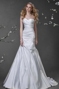 Abito da Sposa in Raso Stravagante Coda A Strascico Corto Sensuale A-Line