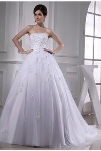 Abito da Sposa Alta Vita con Applique con Perline Allacciato Radiosa