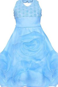 Abito da Cerimonia Bambini Anello in Organza con Applique Cerniera A Terra