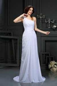 Abito da Sposa Monospalla con Festone in Chiffon Lunghi Principessa