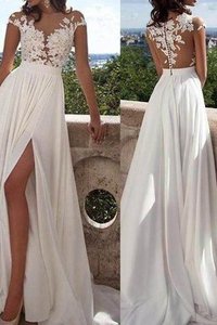 Abito da Sposa Principessa in Chiffon A-Line con Manica Corte A Terra