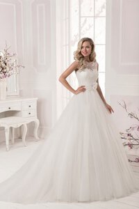 Abito da Sposa Lunghi Senza Maniche con Fiore con Applique Largo