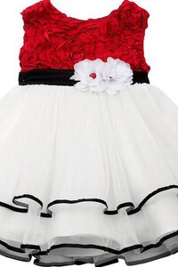 Abito da Cerimonia Bambini A-Line con Seghettato Tondo Cappellino con Fiore