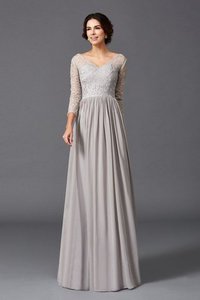 Abito Mamma Sposa A-Line V-Scollo Naturale Lunghi Principessa