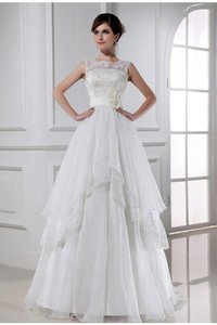 Abito da Sposa in Organza con Fiore Principessa Alta Vita Senza Maniche