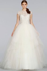 Abito da Sposa Conservatore in Tulle A Terra con Perline Naturale