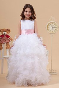 Abito da Cerimonia Bambini Farfalla Ornamento in Organza Lungo Principessa con Fiore