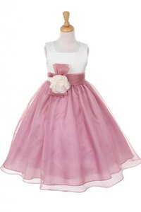 Abito da Cerimonia Bambini con Fiore in Organza Senza Maniche Quadrato