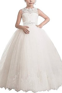 Abito da Cerimonia Bambini in Tulle con Fiore Ball Gown Tondo con Fusciacca