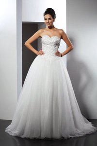 Abito da Sposa Alta Vita Cuore con Applique Coda A Strascico Cappella Lungo