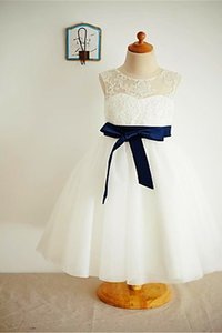 Abito da Cerimonia Bambini con Fiore in Pizzo Alla Caviglia Principessa in Tulle