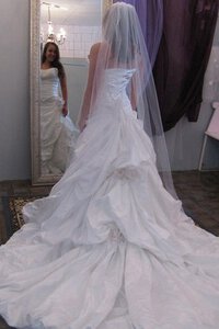 Abito da Sposa A-Line con Stropicciato Allacciato in Taffeta con Fiore