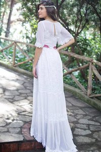 Abito da Sposa con Nastro Taglia Forte A-Line Semplice Barchetta