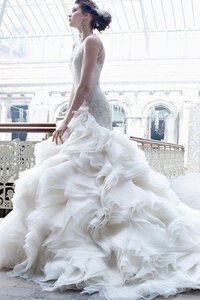 Abito da Sposa Cerniera decorato in Pizzo Coda A Strascico Corto Elegante