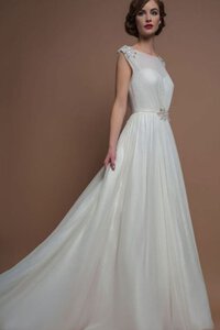 Abito da Sposa Largo A-Line Profondo V-scollo Naturale in Chiffon