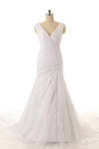 Abito da Sposa V-Scollo Senza Maniche con Increspato Lusso con Criss-cross