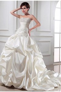 Abito da Sposa Lungo con Applique Senza Maniche Allacciato con Perline