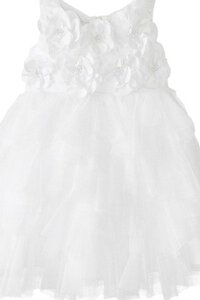 Abito da Cerimonia Bambini A-Line in Tulle con Fiocco con Fiore Senza Maniche