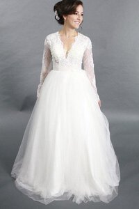 Abito da Sposa Vintage Stravagante in Pizzo Cerniera con Applique