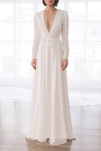 Abito da sposa v-scollo affascinante a-line naturale tradizionale in chiffon
