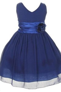 Abito da Cerimonia Bambini A-Line in Taffeta Cerniera con Fiore Mini