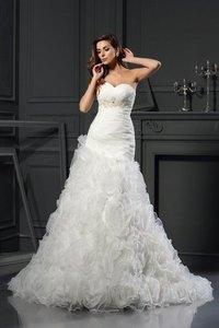 Abito da Sposa Cerniera Principessa Cuore Senza Maniche in Organza