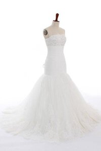 Abito da Sposa Senza Maniche Allacciato A Terra Fuori dalla spalla in Tulle