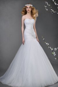 Abito da Sposa Lunghi con Criss-cross Allacciato Senza Maniche in Tulle