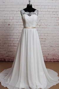 Abito da Sposa a Riva con Nastro A Terra in Chiffon Senza Maniche