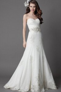 Abito da Sposa Senza Maniche con Increspato Cuore A Terra con Criss-cross