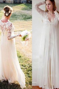 Abito da sposa shiena sheer in chiffon a terra con piega romantico orecchiabile