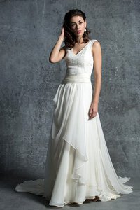 Abito da Sposa A Terra con Piega Sensuale con Festone a Riva