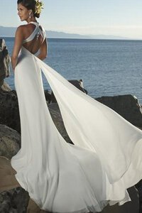 Abito da Sposa con Criss-cross V-Scollo Alta Vita Seducente Senza Maniche