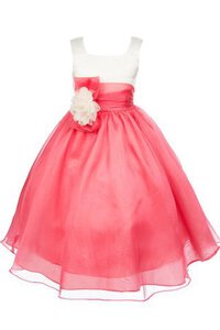 Abito da Cerimonia Bambini con Fiore Al Ginocchio Cerniera in Taffeta con Piega