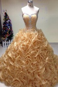 Abito Quinceanera Cuore Lungo in Pizzo Cerniera con Applique