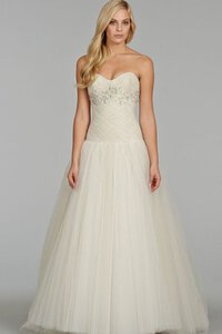 Abito da Sposa Ball Gown con Criss-cross con Ricamo Senza Maniche Naturale