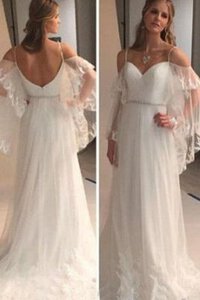 Abito da Sposa Moderno Schiena Nuda Senza Maniche Elegante Spazzola Treno