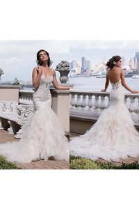 Abito da Sposa con Perline Conotta Sirena con Increspature Seducente