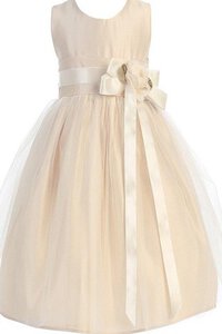 Abito da Cerimonia Bambini Senza Maniche A-Line con Fiocco con Fiore