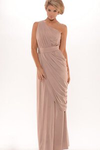 Abito da sera Naturale Monospalla con Increspato in Chiffon Senza Maniche