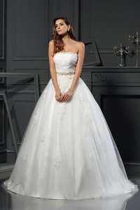 Abito da Sposa Senza Strap Alta Vita Lunghi Ball Gown con Applique