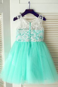 Abito da Cerimonia Bambini Lunghi A-Line in Tulle Senza Maniche Principessa