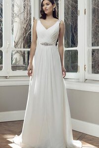 Abito da Sposa con Criss-cross Senza Maniche in Chiffon con Piega Lusso