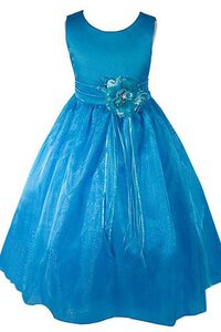 Abito da Cerimonia Bambini Alla Caviglia in Taffeta Tondo Senza Maniche con Fiore