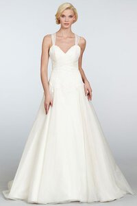 Abito da Sposa Coda A Strascico Cappella con Fiocco con Criss-cross in Organza A-Line