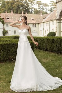 Abito da Sposa Cuore Senza Maniche in Pizzo Naturale A-Line