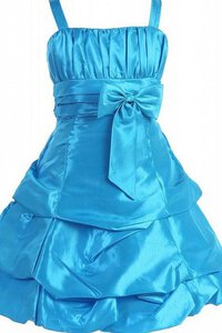 Abito da Cerimonia Bambini con Fiocco in Taffeta Senza Maniche A-Line con Piega