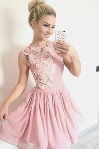 Abito homecoming senza maniche mini tondo in chiffon naturale morden