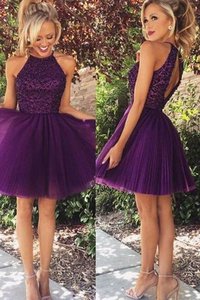 Abito da Cocktail Principessa Mini in Tulle con Perline Senza Maniche