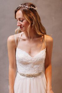 Abito da Sposa Sensuale Senza Maniche A-Line Moderno in Pizzo